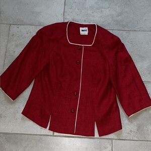 Classic Red Women's Jacket with White Piping